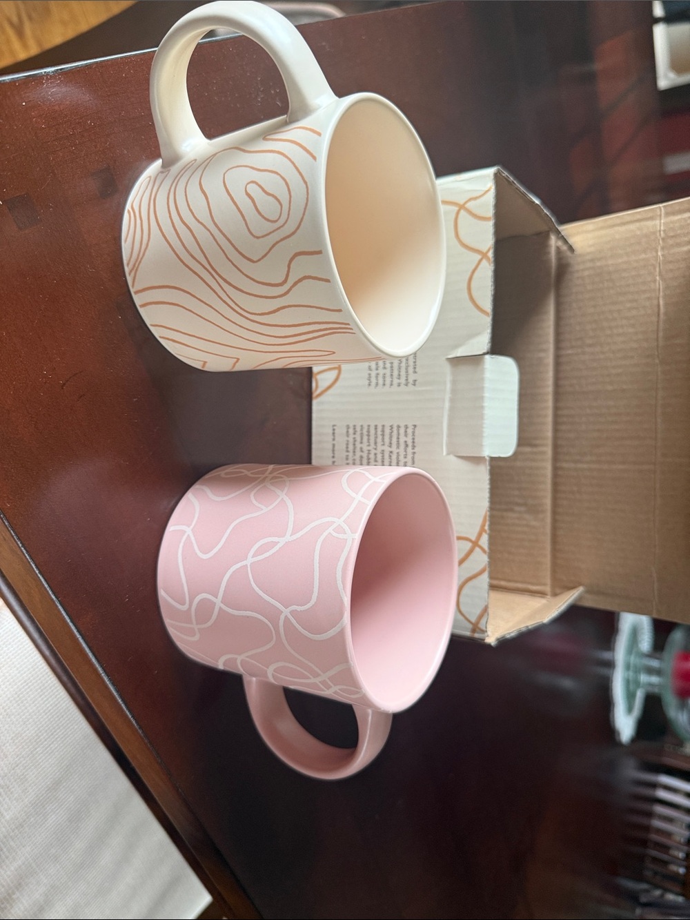 Whitney Kerney Cream and Pink Mug Set - Set of Two
